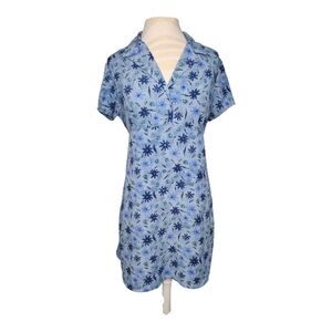 Vintage 1990's "No Boundaries" Blue Floral Button-Front Mini Dress Sz M